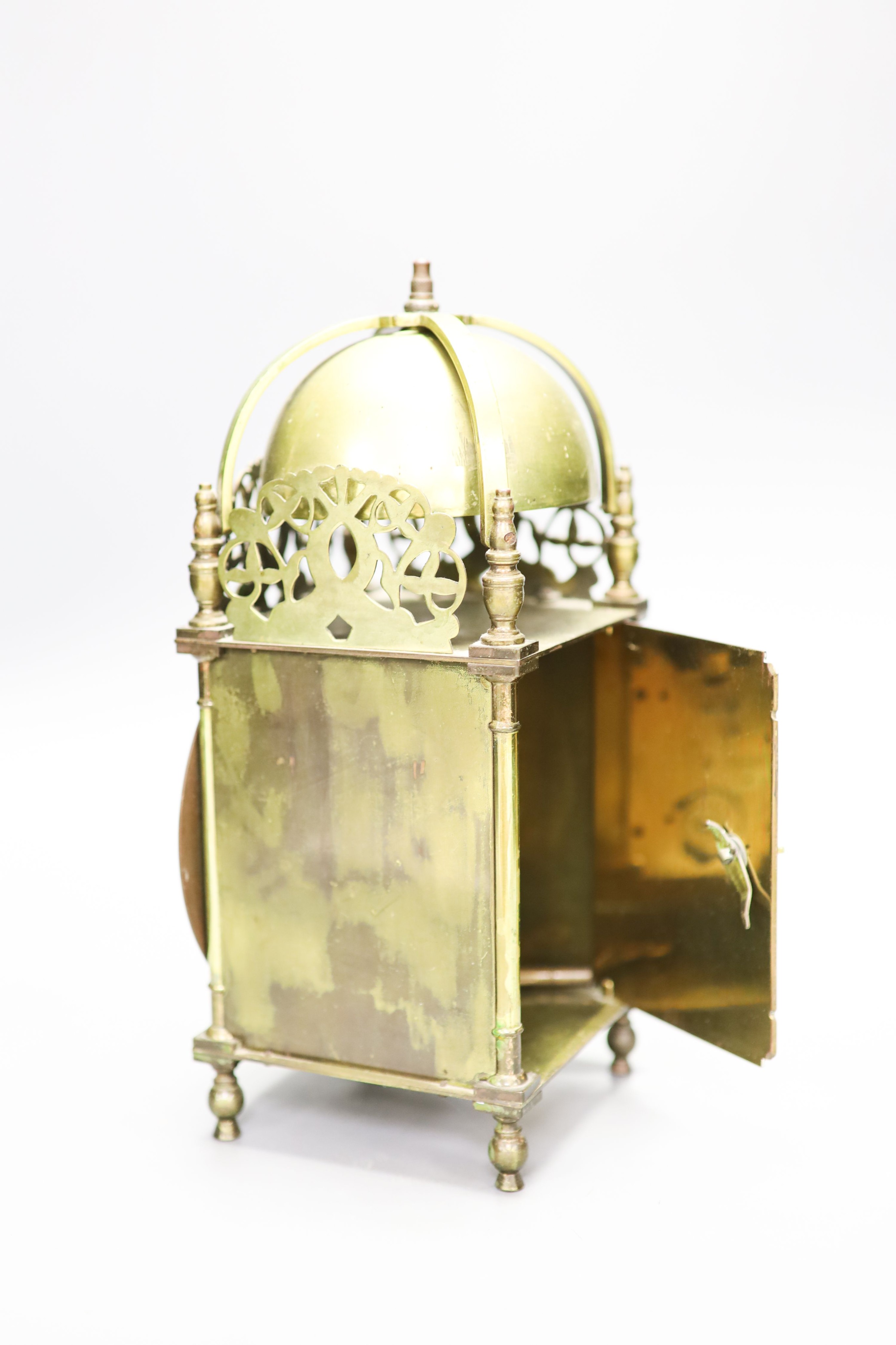 A Reproduction brass lantern timepiece 27.5cm